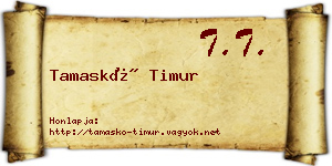 Tamaskó Timur névjegykártya